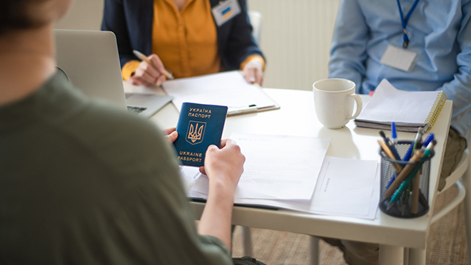 ukrainian person at job interview