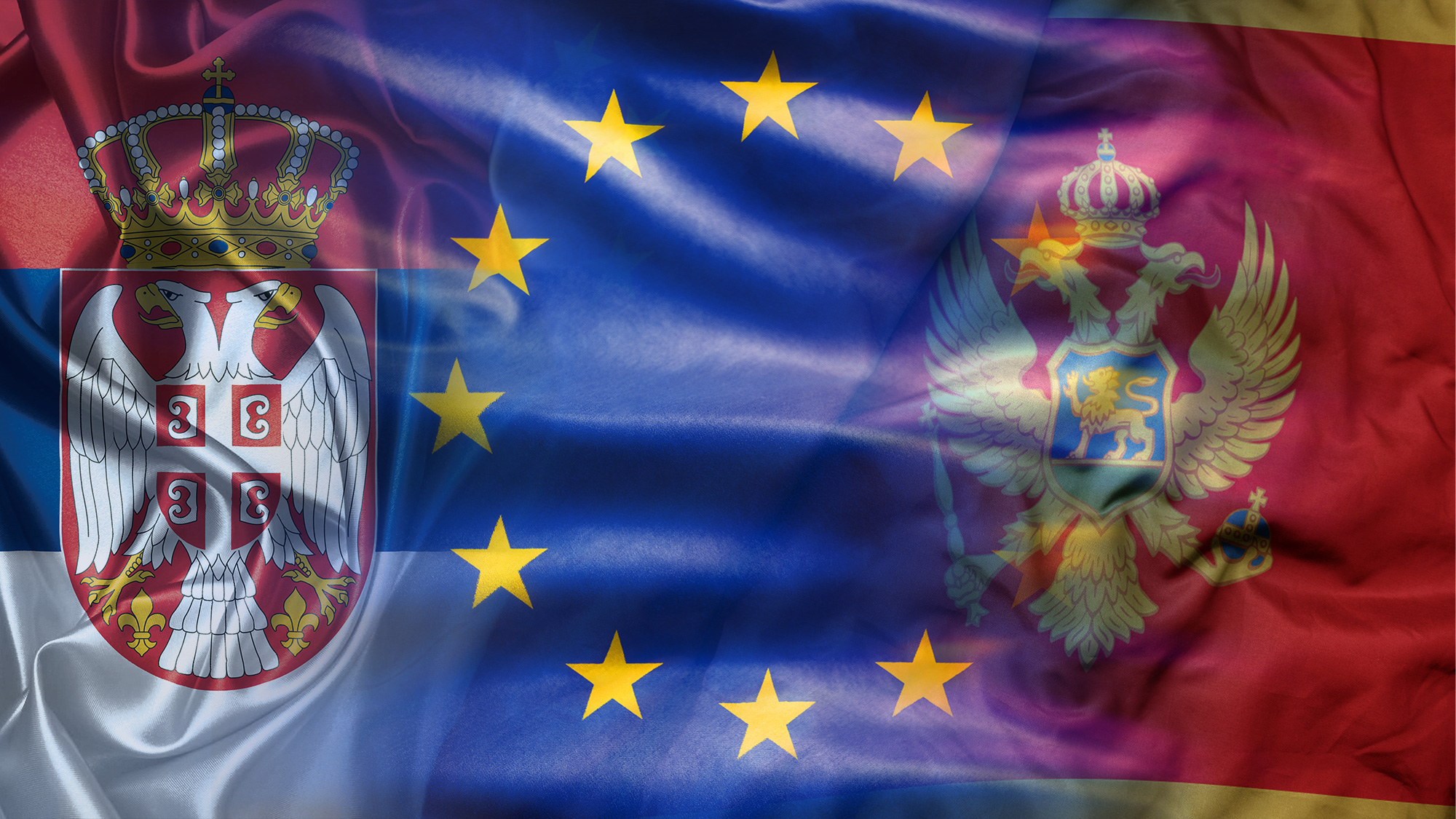Image showing the flags of the EU, Serbia and Montenegro.