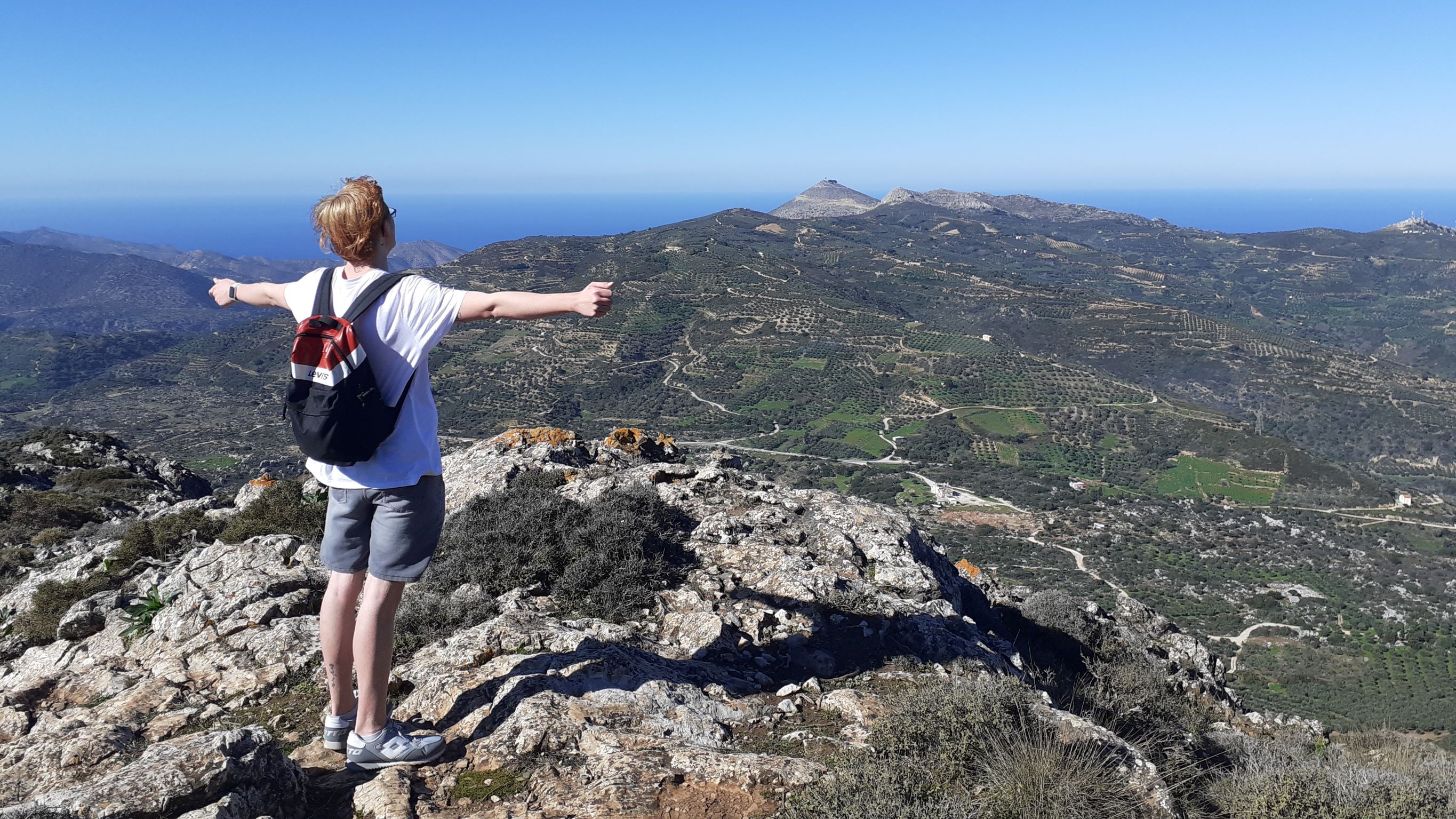 A participant from the project during a hike in Crete